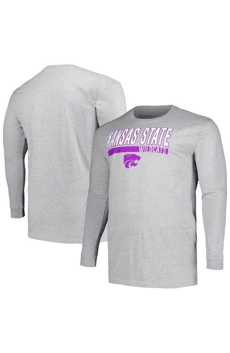 PROFILE Men's Profile Gray Kansas State Wildcats Big & Tall Two-Hit Long Sleeve T-Shirt, Alternate, color, Gray