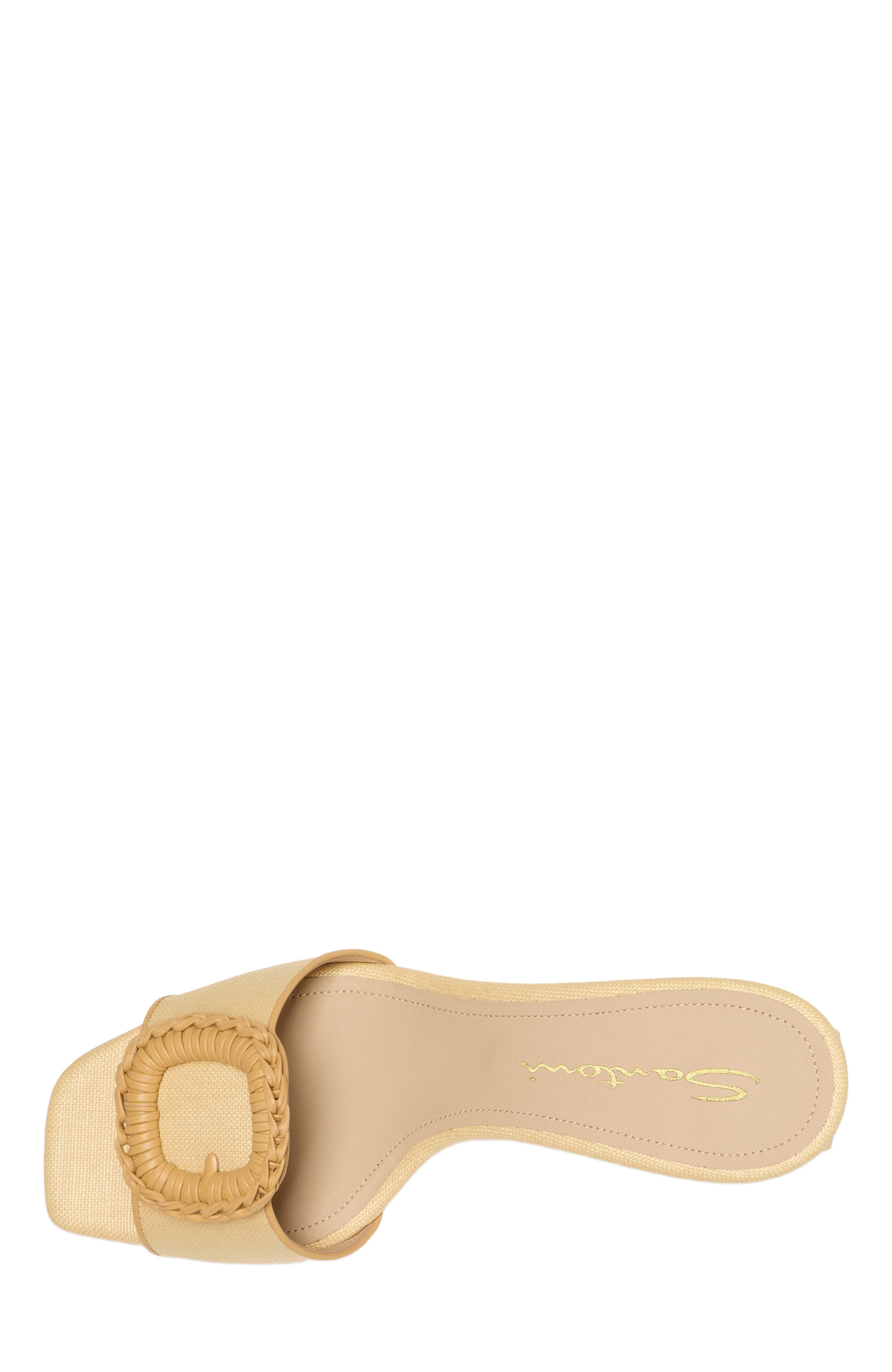 Santoni Women's raffia mid-heel sandal, Alternate, color, Natural