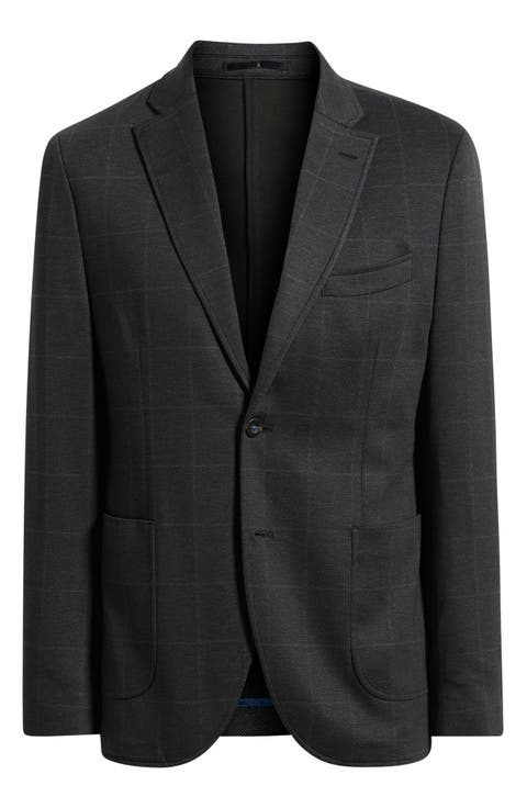 Alfi Windowpane Check Knit Sport Coat