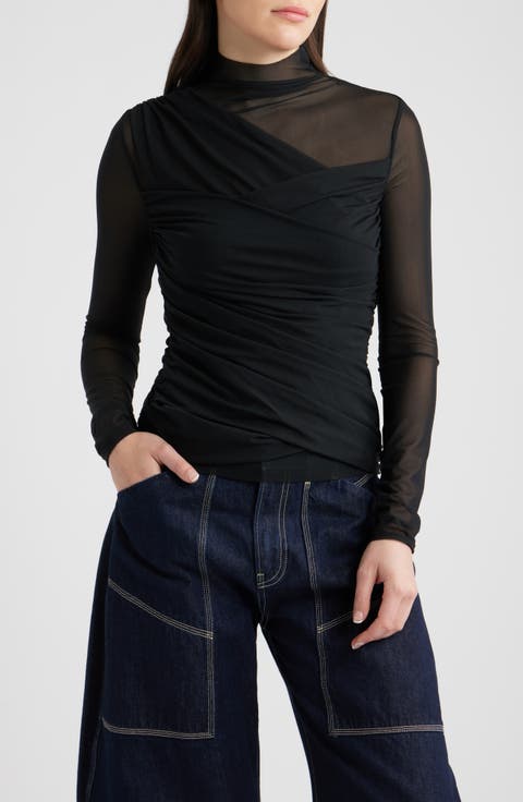 Etulah Ruched Mesh Top