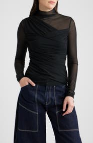 BOSS Orange Etulah Ruched Mesh Top