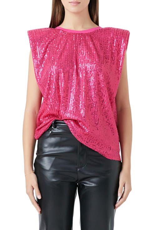 Sequin Shoulder Pad Top