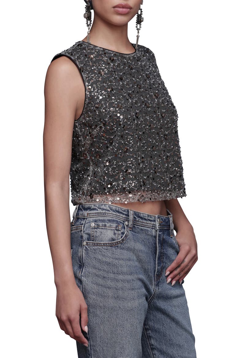 Sequin Mesh Tank, Alternate, color, BLACK - GREY MESH