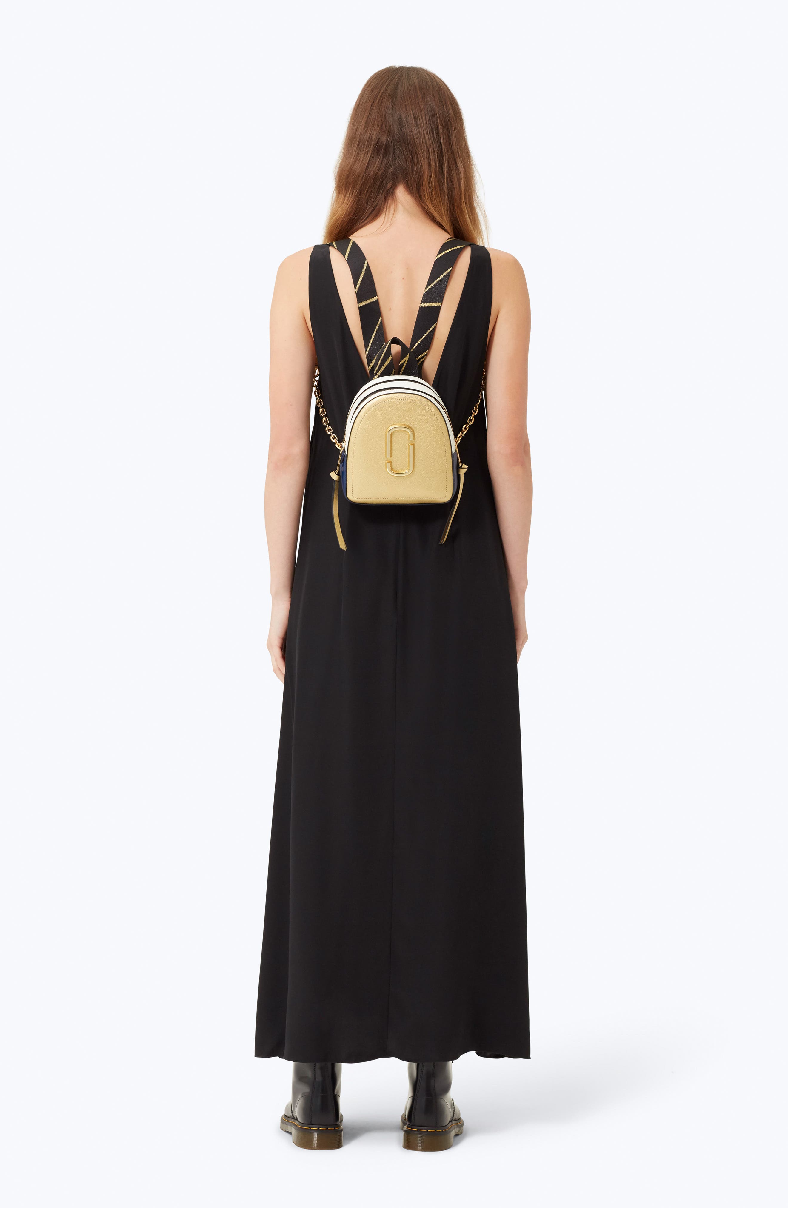 Snapshot Mini Leather Backpack, Alternate, color, GOLD MULTI