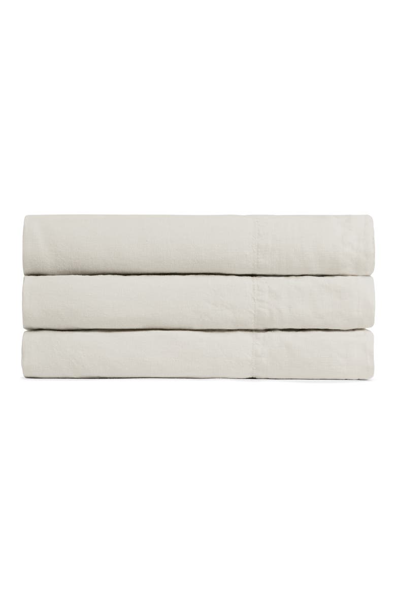 Linen Flat Sheet, Main, color, BONE