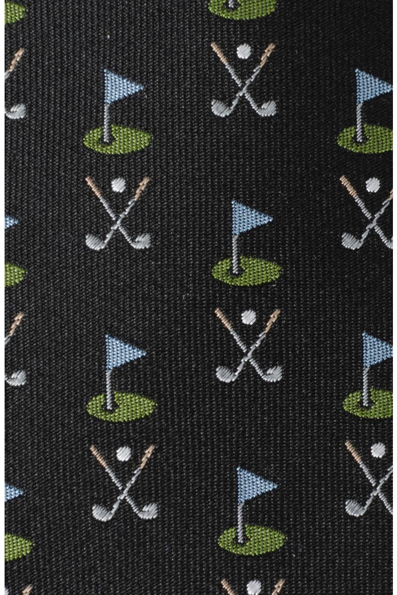 Golf Course Silk Tie, Alternate, color, BLACK