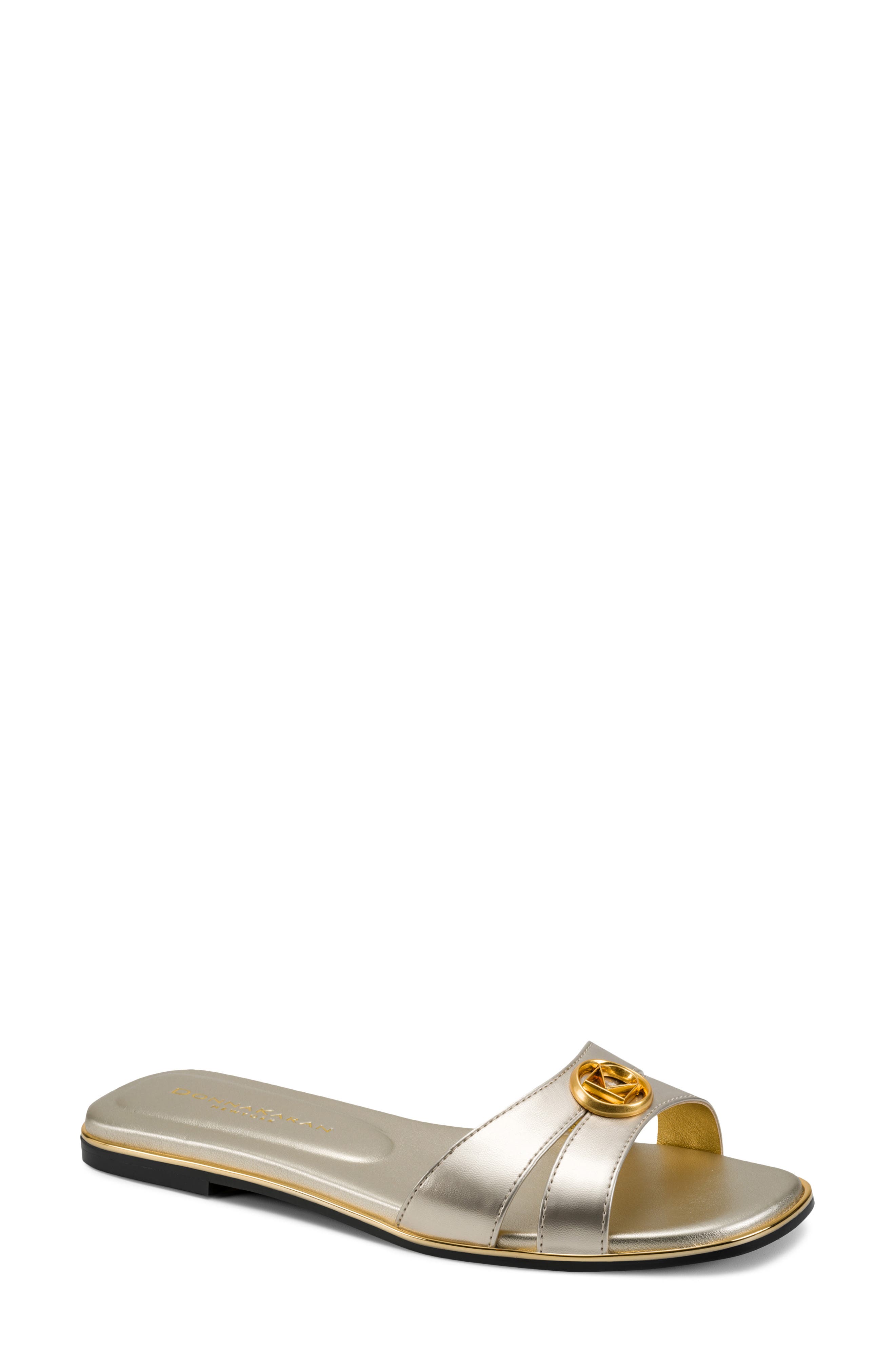 DKNY Halo Slide Sandal, Main, color, White Gold