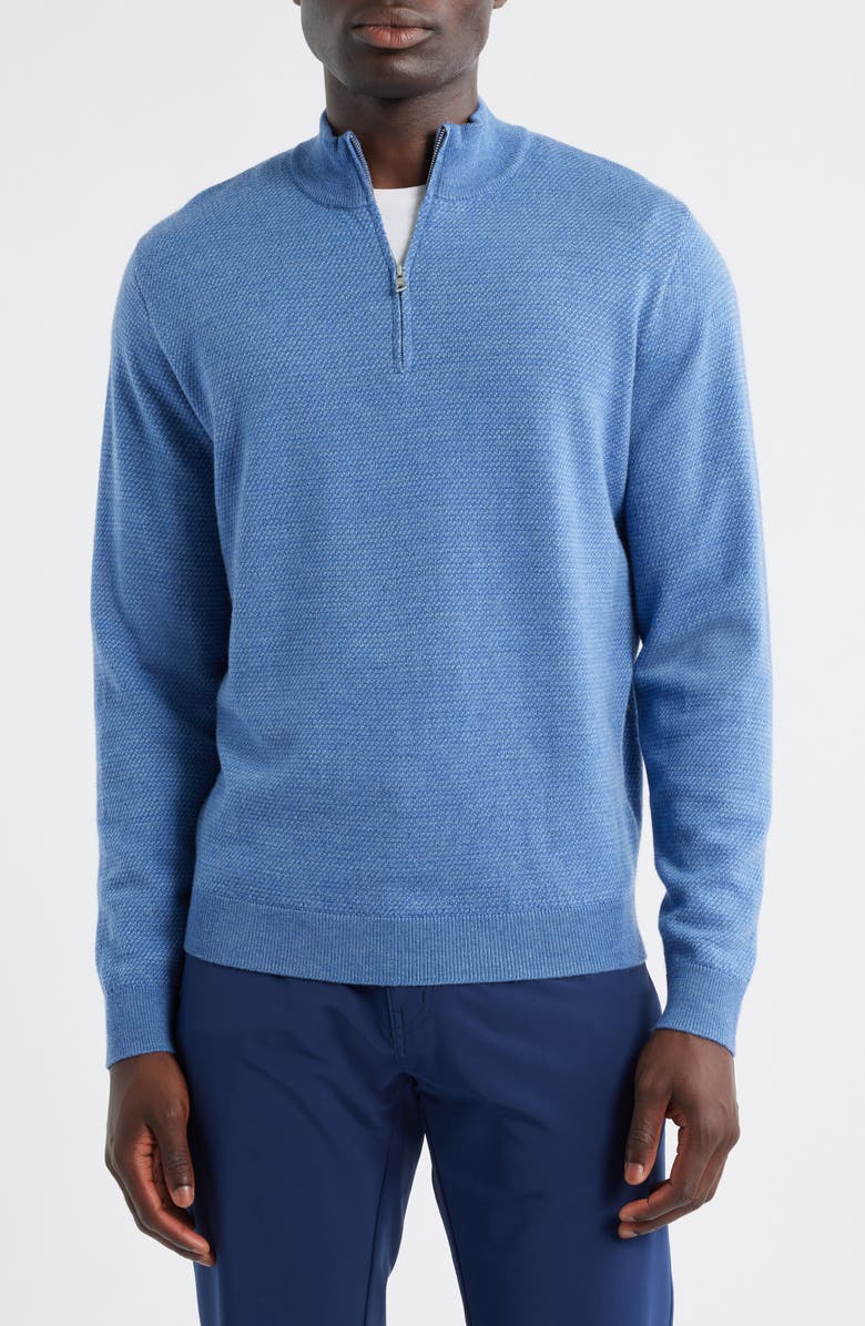 Peter Millar Crown Crafted Keene Merino Wool Quarter Zip Sweater, Main, color, Lunar Blue