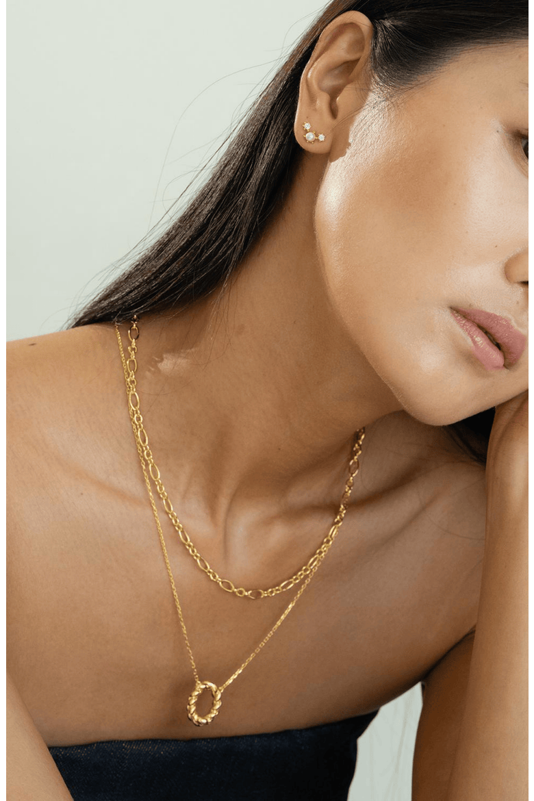 18K Gold Plated Sterling Silver Luxe Necklace Layers Set Gift Idea, Alternate, color, Gold