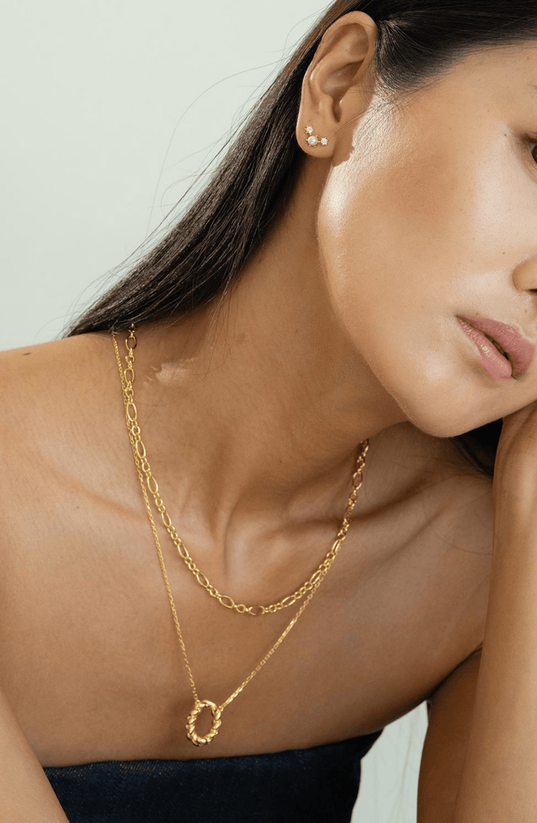 Bearfruit Jewelry 18K Gold Plated Sterling Silver Luxe Necklace Layers Set Holiday Gift Idea, Alternate, color, Gold