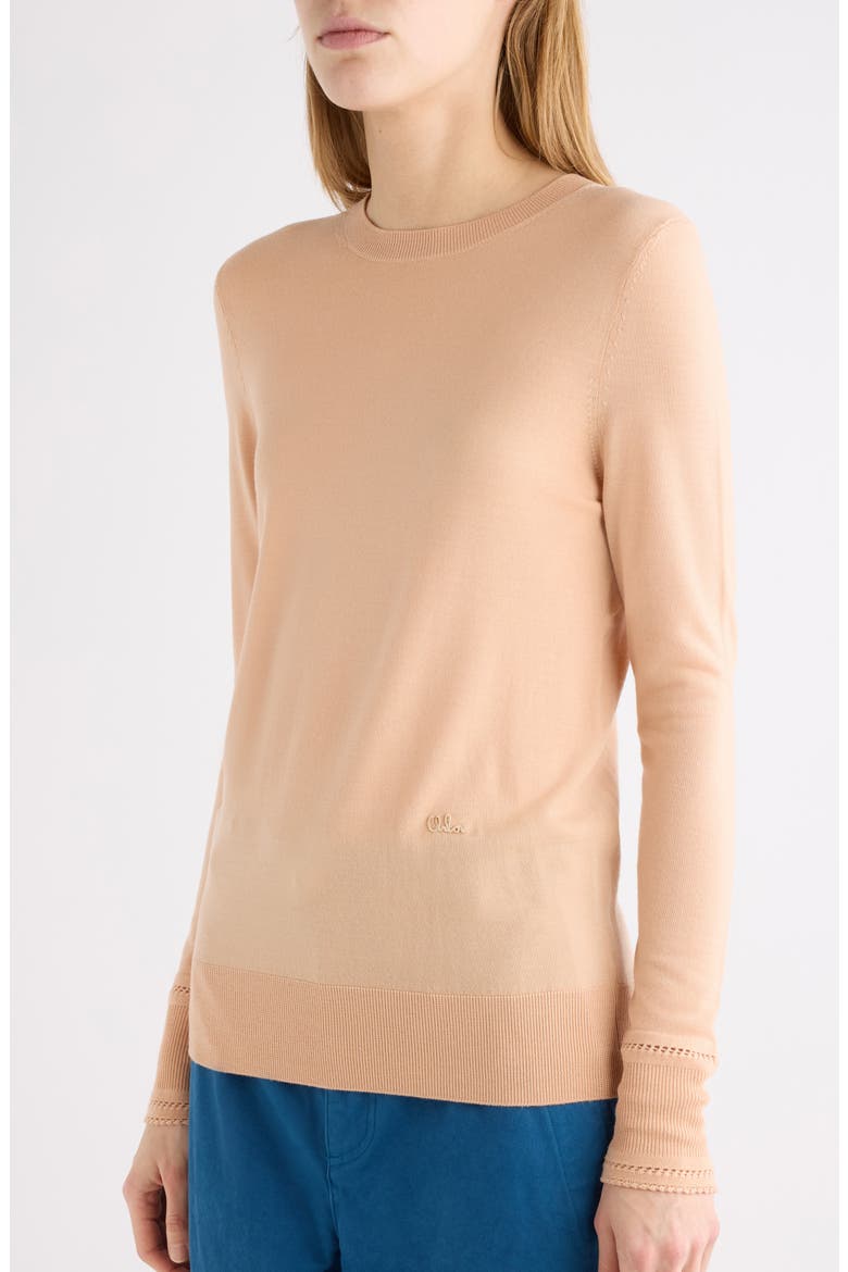 Lace Trim Wool Sweater, Alternate, color, TENDER PEACH