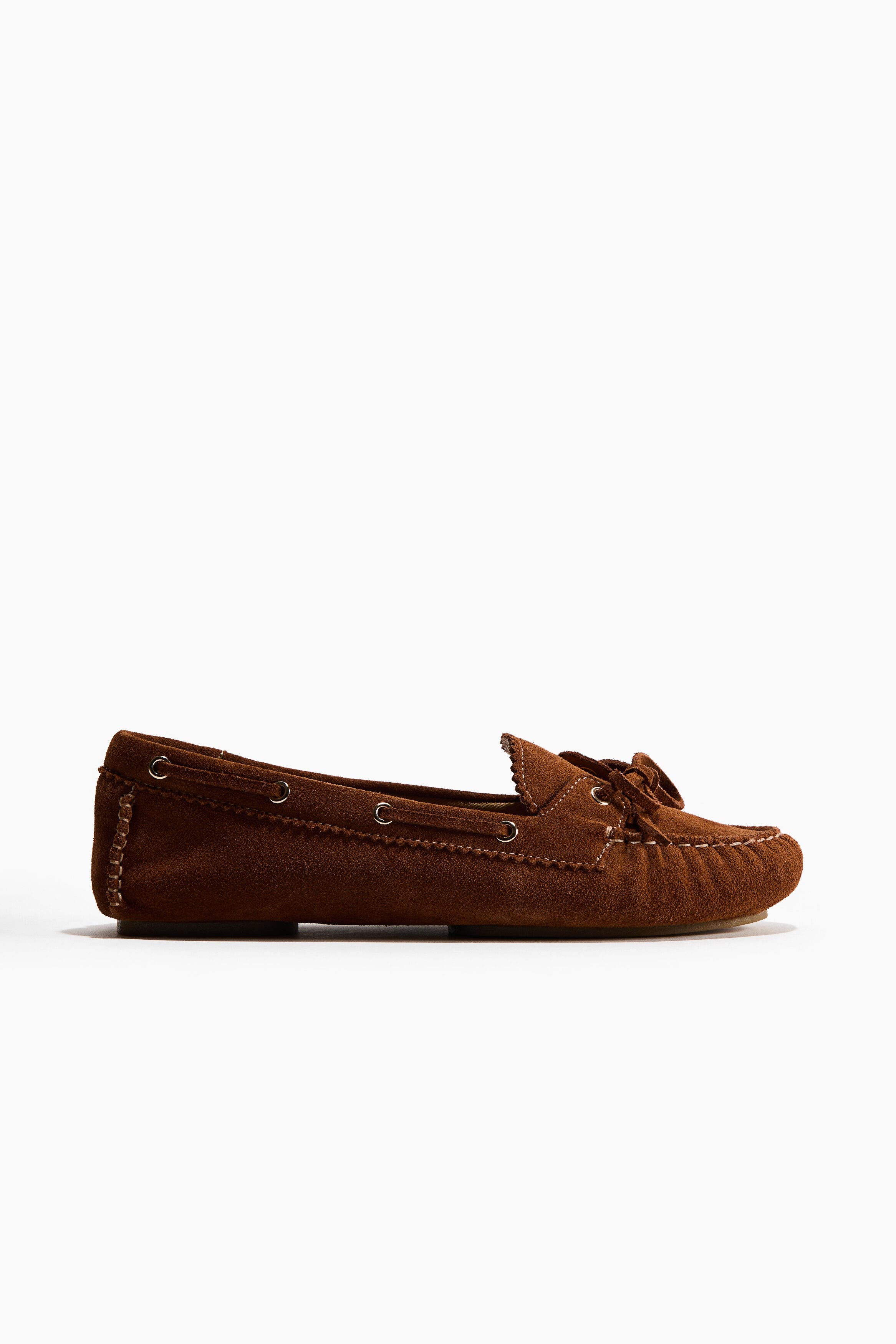 H&M Leather Deck Shoes, Alternate, color, Brown