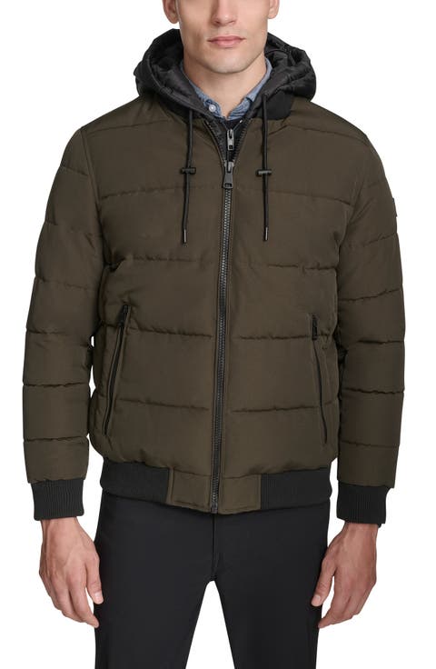 Oxford Hooded Quilted Bomber Jacket