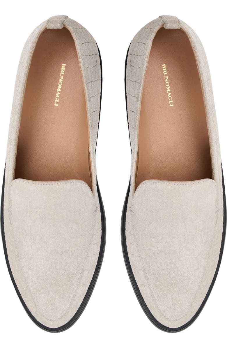 Bruno Magli Clara Loafer, Alternate, color, Stone Suede/ Croc