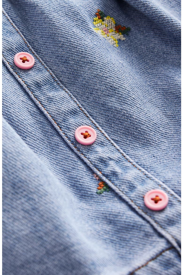 Kids' Embroidered Cotton Denim Skirt, Alternate, color, GREEN OLIVE