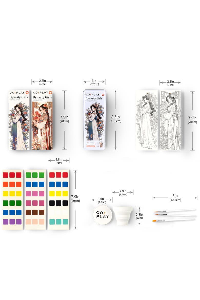 Watercolor Painting Art Kit, Dynasty Girls, Tin Box, Kids 6+, Alternate, color, Multicolored