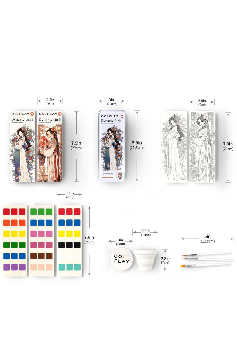 COIPLAY Watercolor Painting Art Kit, Dynasty Girls, Tin Box, Kids 6+, Alternate, color, Multicolored