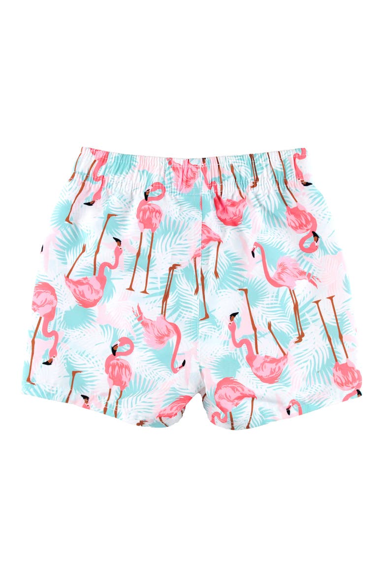 Kids' Flamingo Swim Trunks, Alternate, color, WHITE