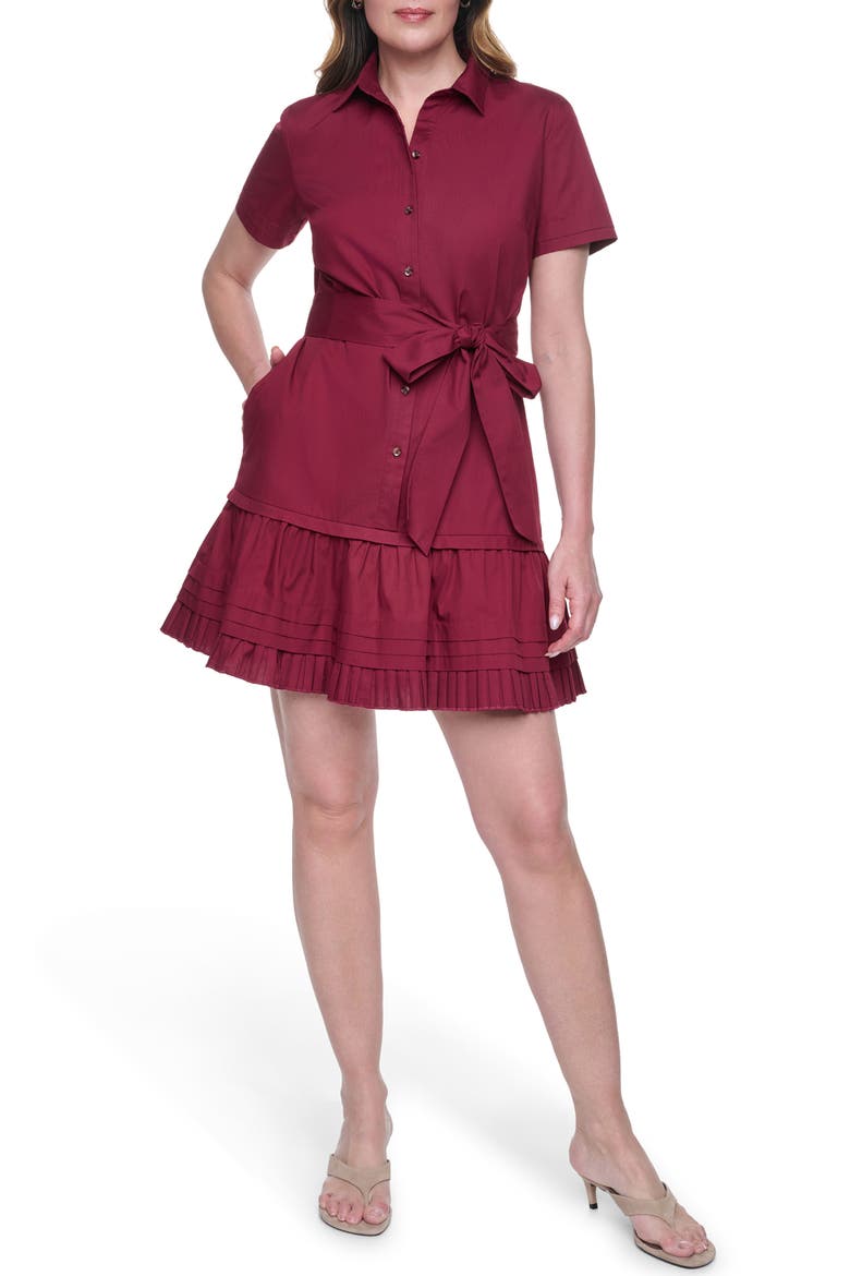 Short Sleeve Cotton Shirtdress, Main, color, MULBERRY
