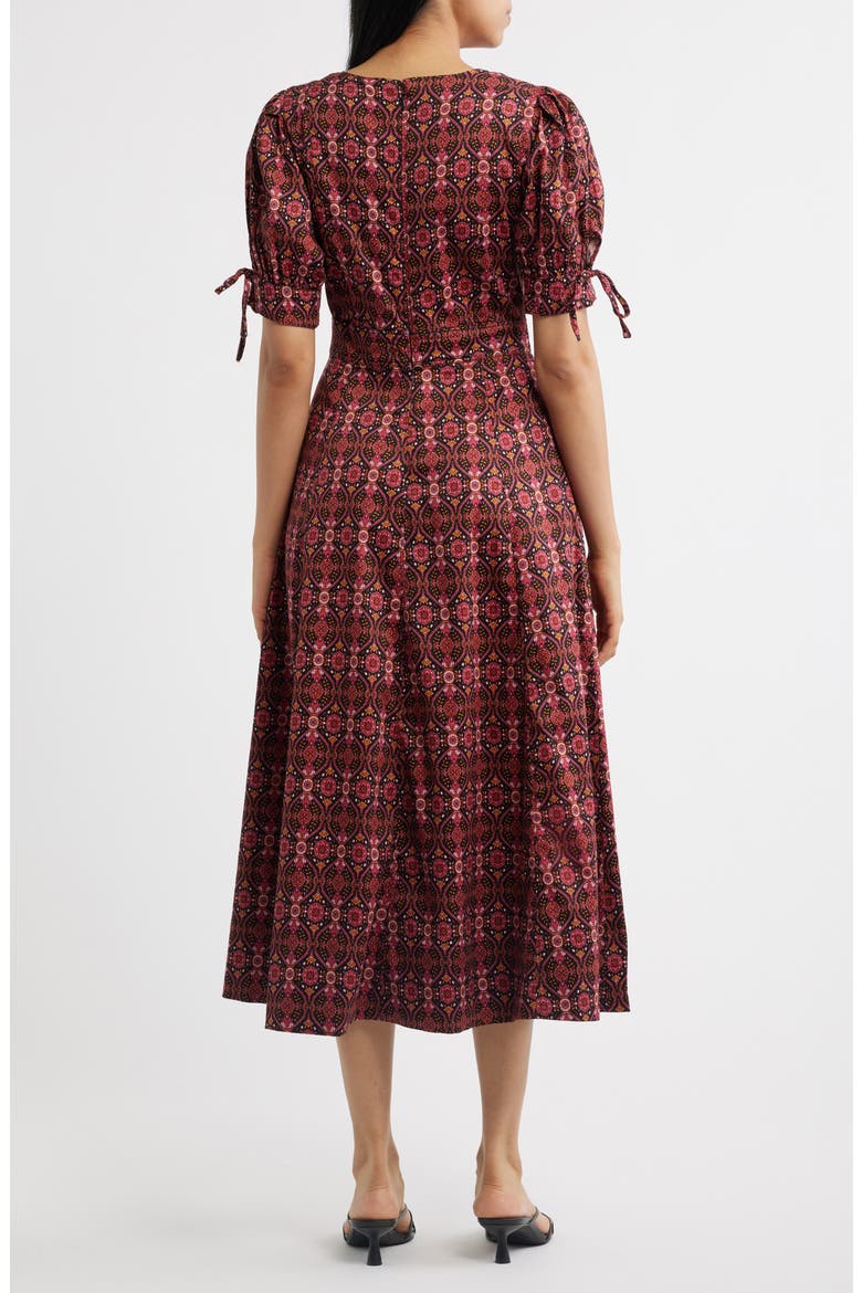 Balloon Sleeve Midi Dress, Alternate, color, RICH BLACK