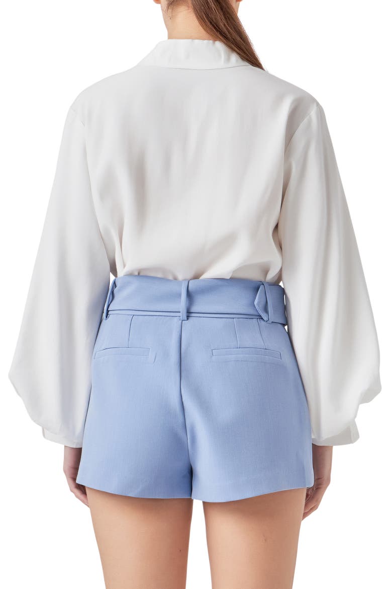 Corsage Bishop Sleeve Button-Up Top, Alternate, color, WHITE