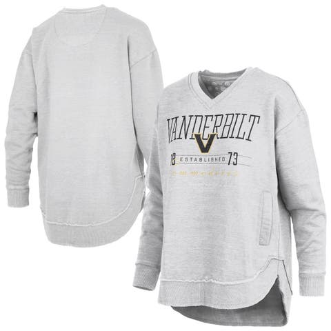 Women's Pressbox Heather Gray Vanderbilt Commodores Marcus East Hall Poncho V-Neck Sweatshirt