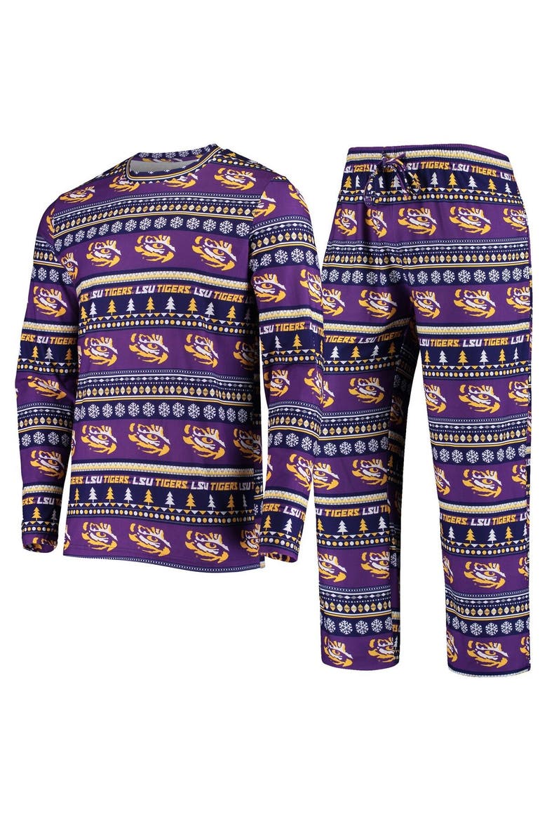 Men's Concepts Sport Purple LSU Tigers Ugly Sweater Knit Long Sleeve Top and Pant Set, Alternate, color, Purple