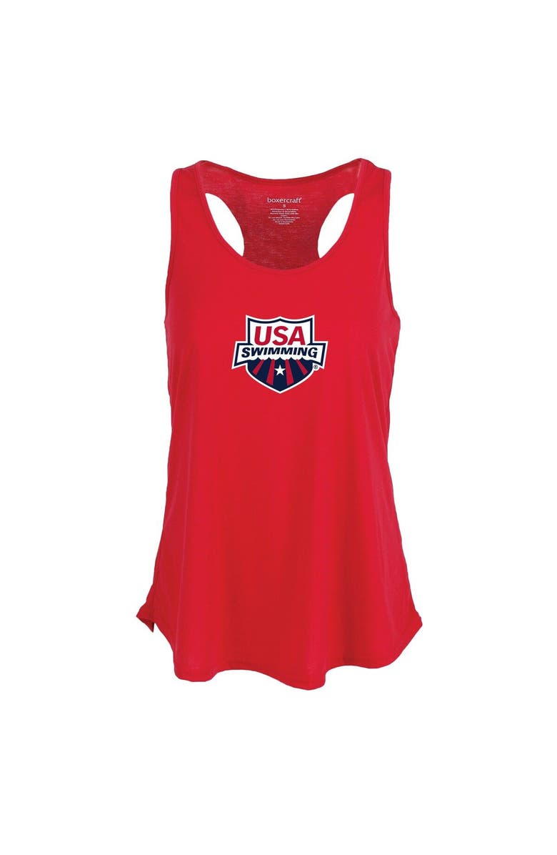 BOXERCRAFT Women's Red USA Swimming Racerback Tank Top, Main, color, 
