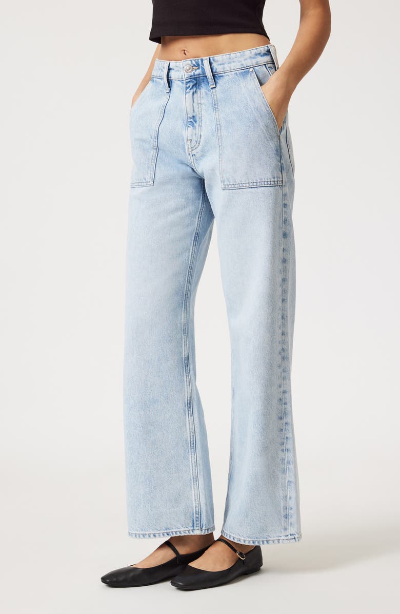 Mavi Jeans Catalina High Waist Wide Leg Utility Jeans, Alternate, color, Bleached Well Blue