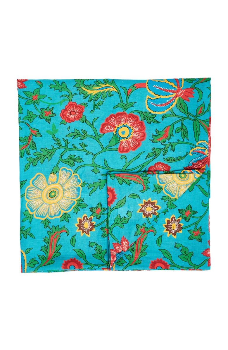 La DoubleJ Large Tablecloth (180X350) Dragon Flower Turche Turquoise, Main, color, Dragon Flower Turche Turquoise