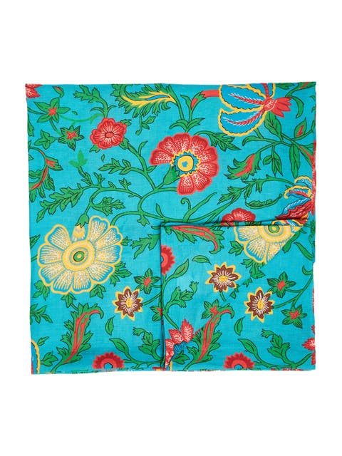 Large Tablecloth (180X350) Dragon Flower Turche Turquoise