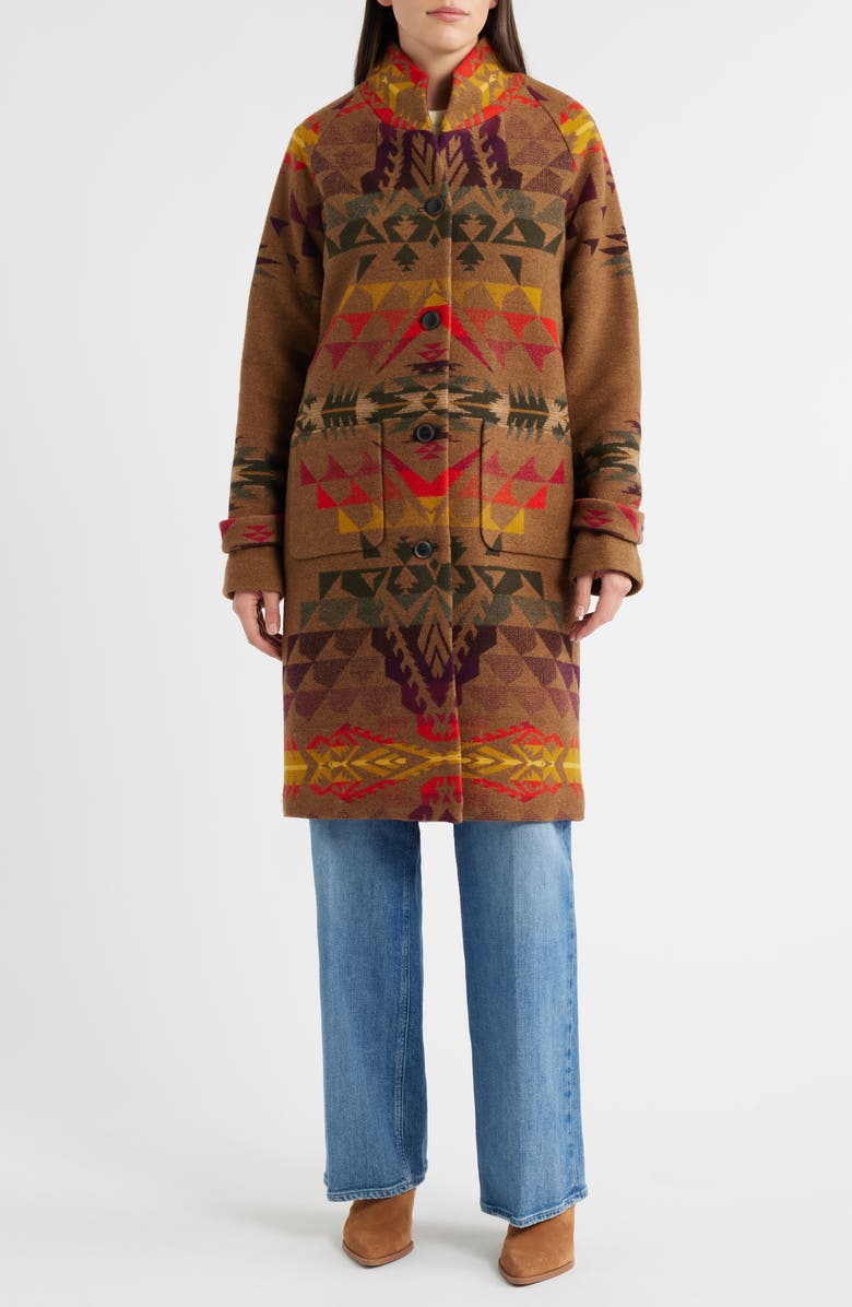 Pendleton Autumn Birch Archive Virgin Wool Blend Blanket Coat, Alternate, color, Autumn Birch Brown