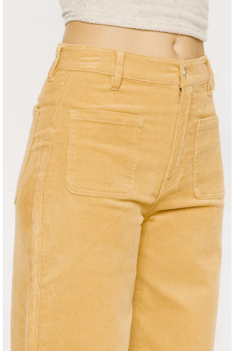 Saturn Ultra High Rise Wide Leg Corduroy Pants, Alternate, color, Mustard