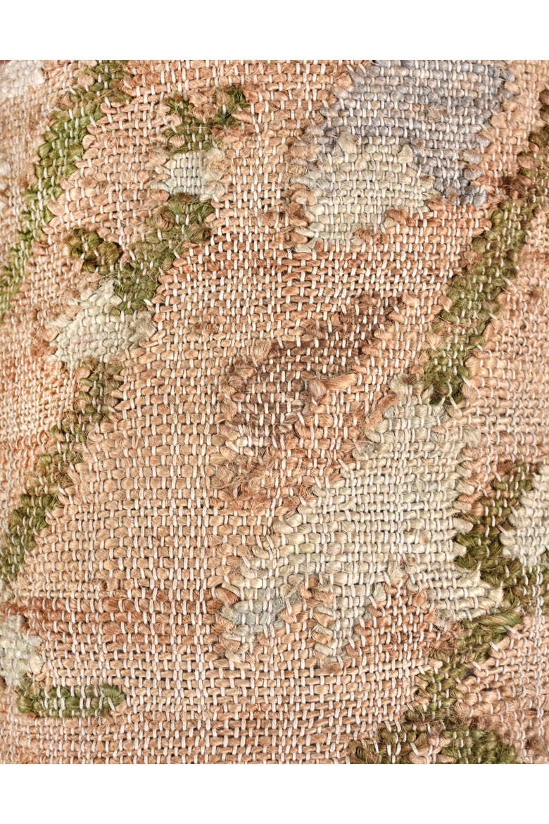 Elegant Floral Handwoven Pillow 14x40 with Down Alternative Insert, Alternate, color, White