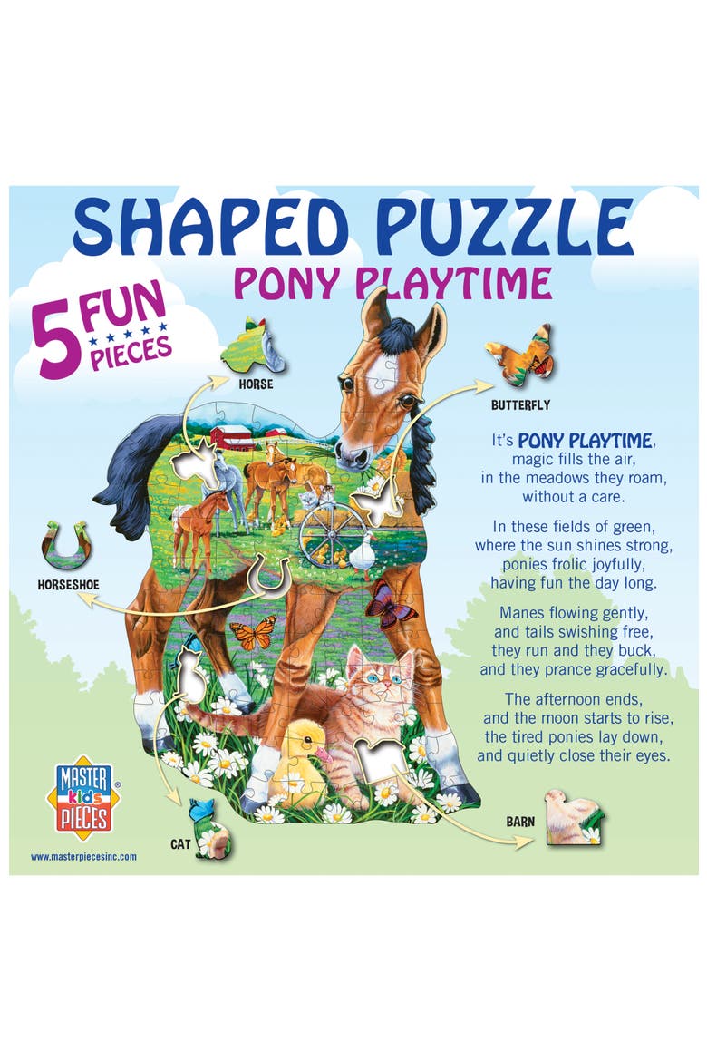 Pony Playtime 100pc Shaped Jigsaw Puzzle, Alternate, color, Multicolor