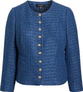 Tahari ASL Collarless Bouclé Jacket