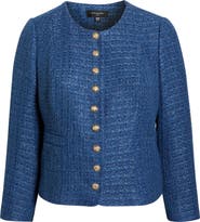 Tahari ASL Collarless Bouclé Jacket