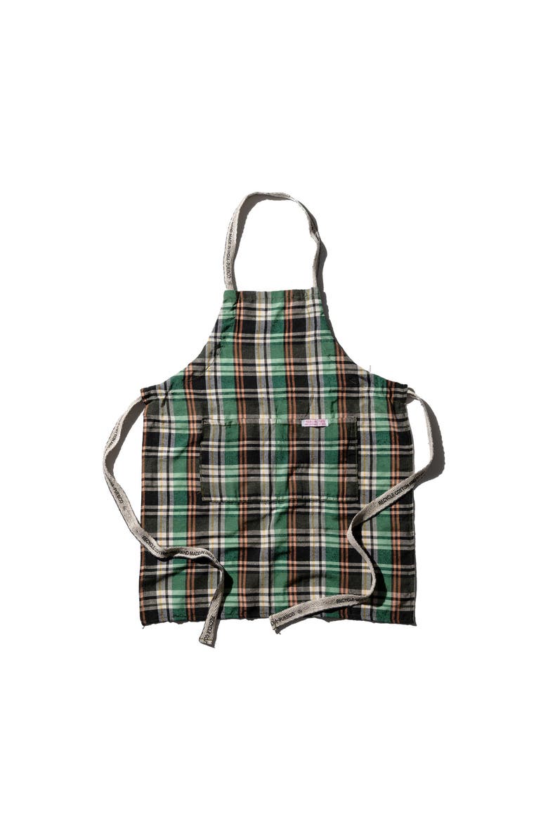 PUEBCO Recycle Cotton Check Apron, Main, color, Green