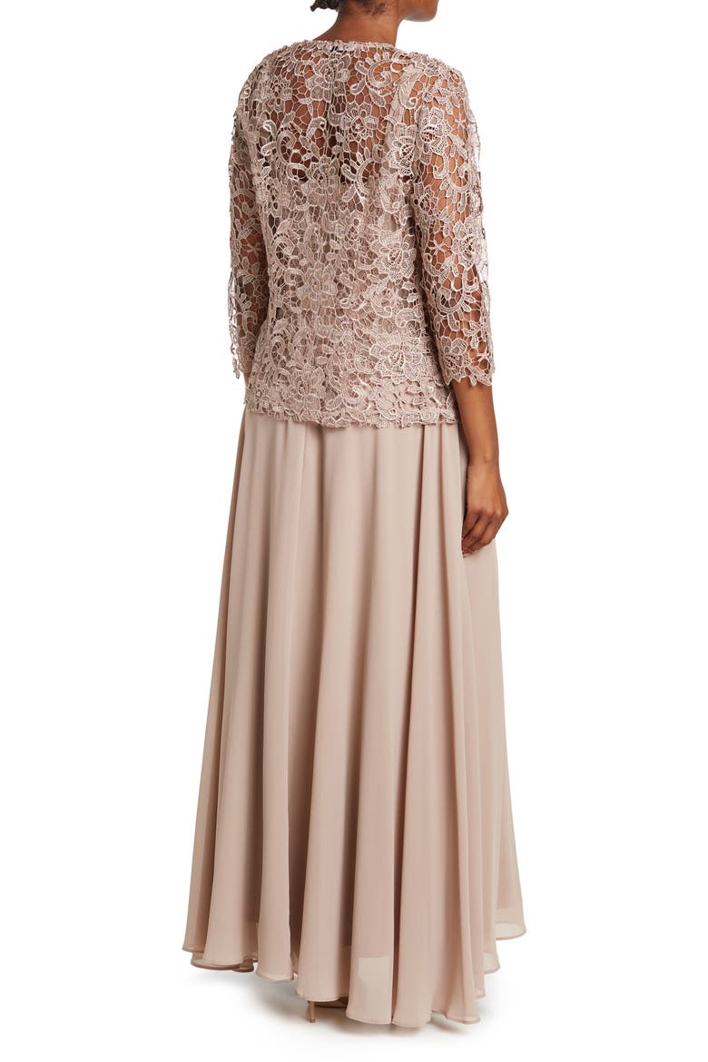 2-Piece Lace Jacket & Gown, Alternate, color, TAUPE