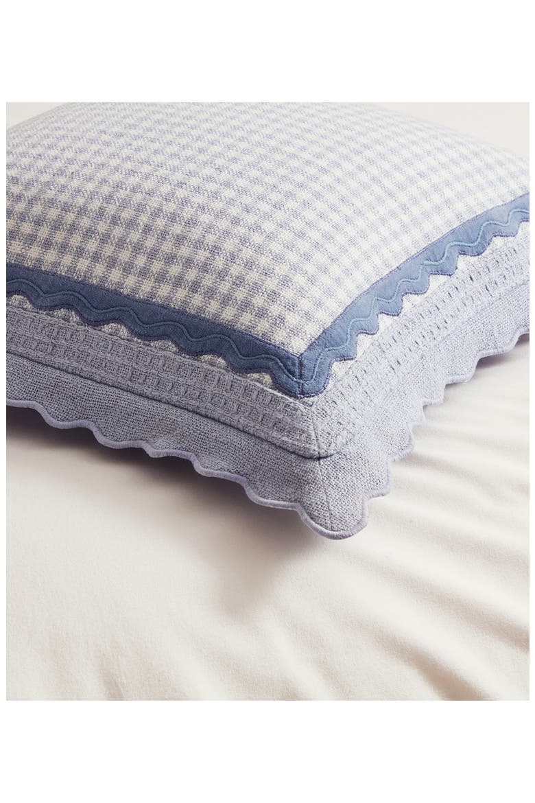 Gingham Scallop Accent Pillow, Alternate, color, BLUE
