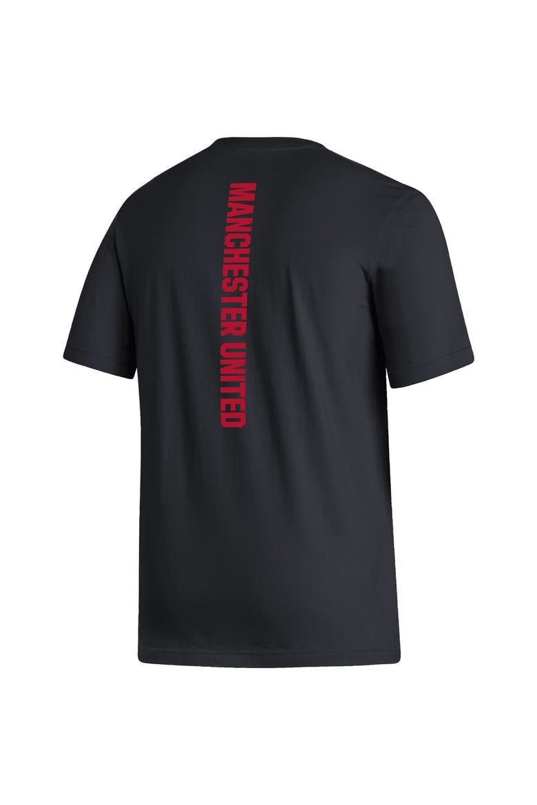 Men's adidas Black Manchester United Vertical Back T-Shirt, Alternate, color, Black