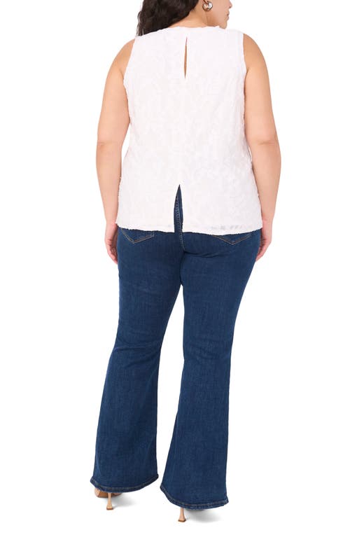 Vince Camuto Jacquard Cotton Blend Keyhole Tank In Ultra White