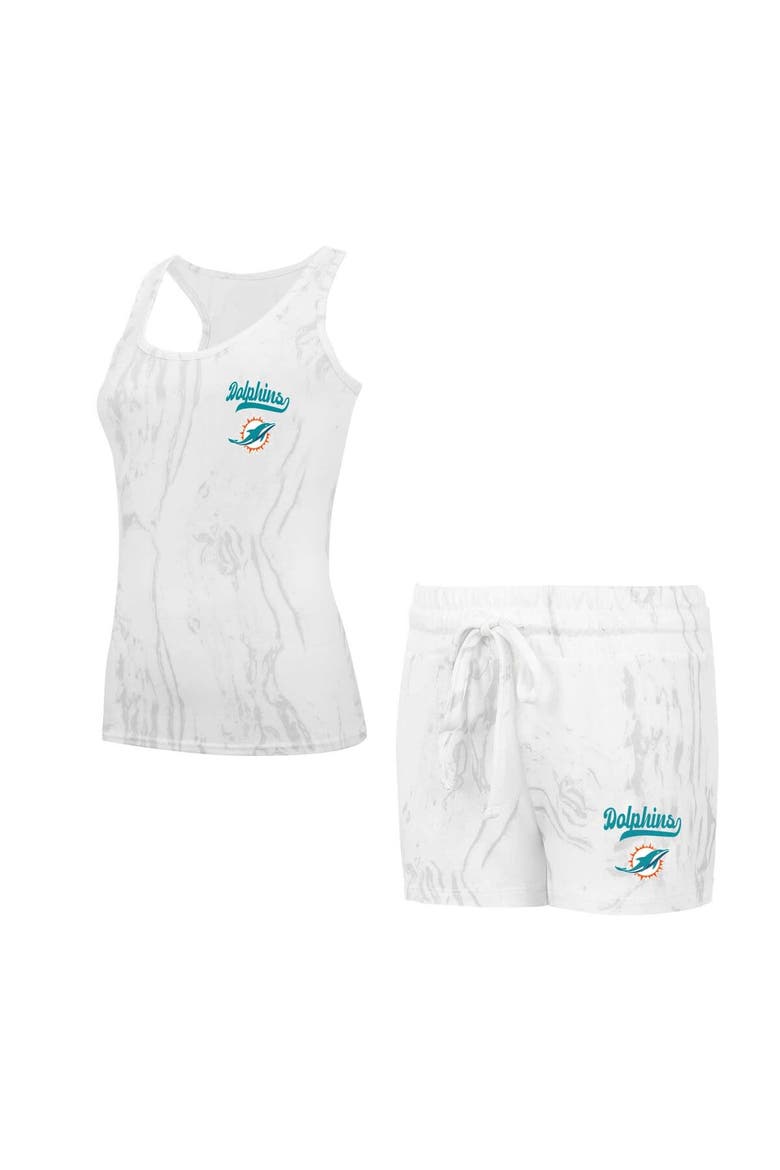 Women's Concepts Sport Miami Dolphins Quartz Hacci Knit Tank Top & Shorts Sleep Set, Alternate, color, Cream