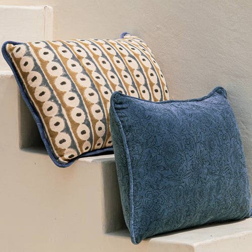 Mela Artisans Nazar Blockprint Pillow In Blue