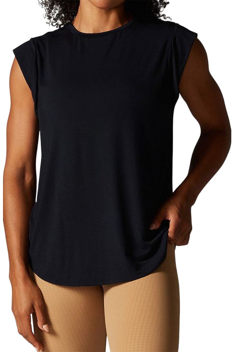 Cap Sleeve Muscle Tee, Main, color, EBONY