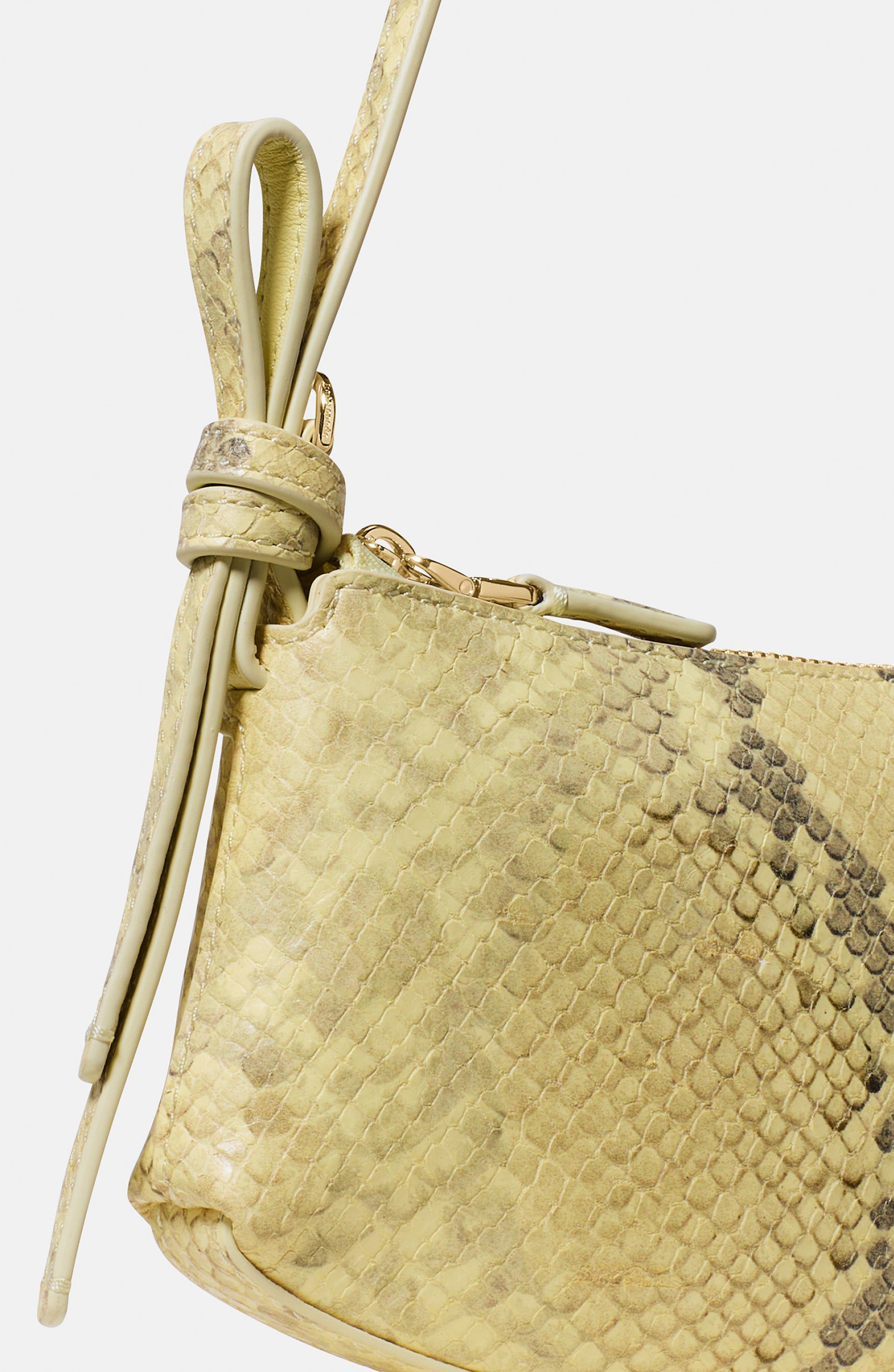 Kate Spade New York loop snakeskin embossed leather pochette shoulder bag, Alternate, color, Pale Citron
