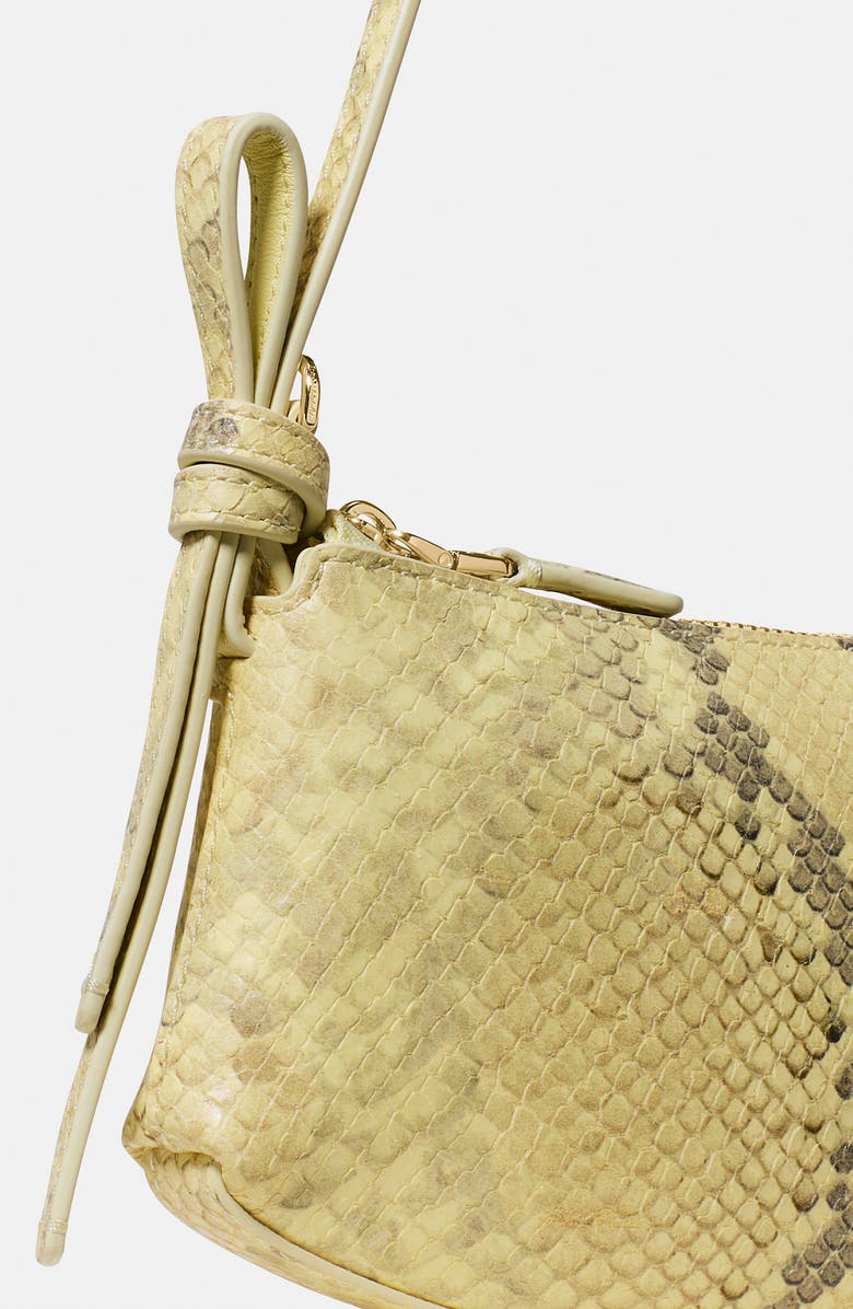 Kate Spade New York loop snakeskin embossed leather pochette shoulder bag, Alternate, color, Pale Citron