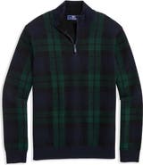 vineyard vines Plaid Quarter Zip Merino Wool & Cotton Sweater
