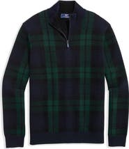 vineyard vines Plaid Quarter Zip Merino Wool & Cotton Sweater