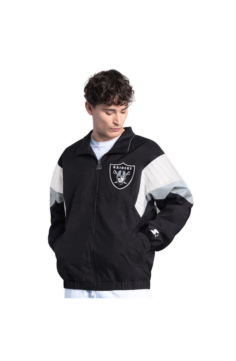 STARTER Men's Starter Black Las Vegas Raiders Yard Line Full-Zip Jacket, Main, color, 
